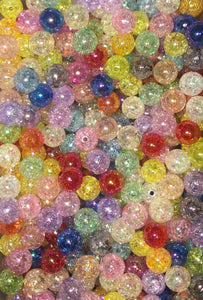 Mix Rainbow Crack Acrylic Chunky Bubblegum Beads || 12mm 16mm 20mm || Packs of 10 pieces
