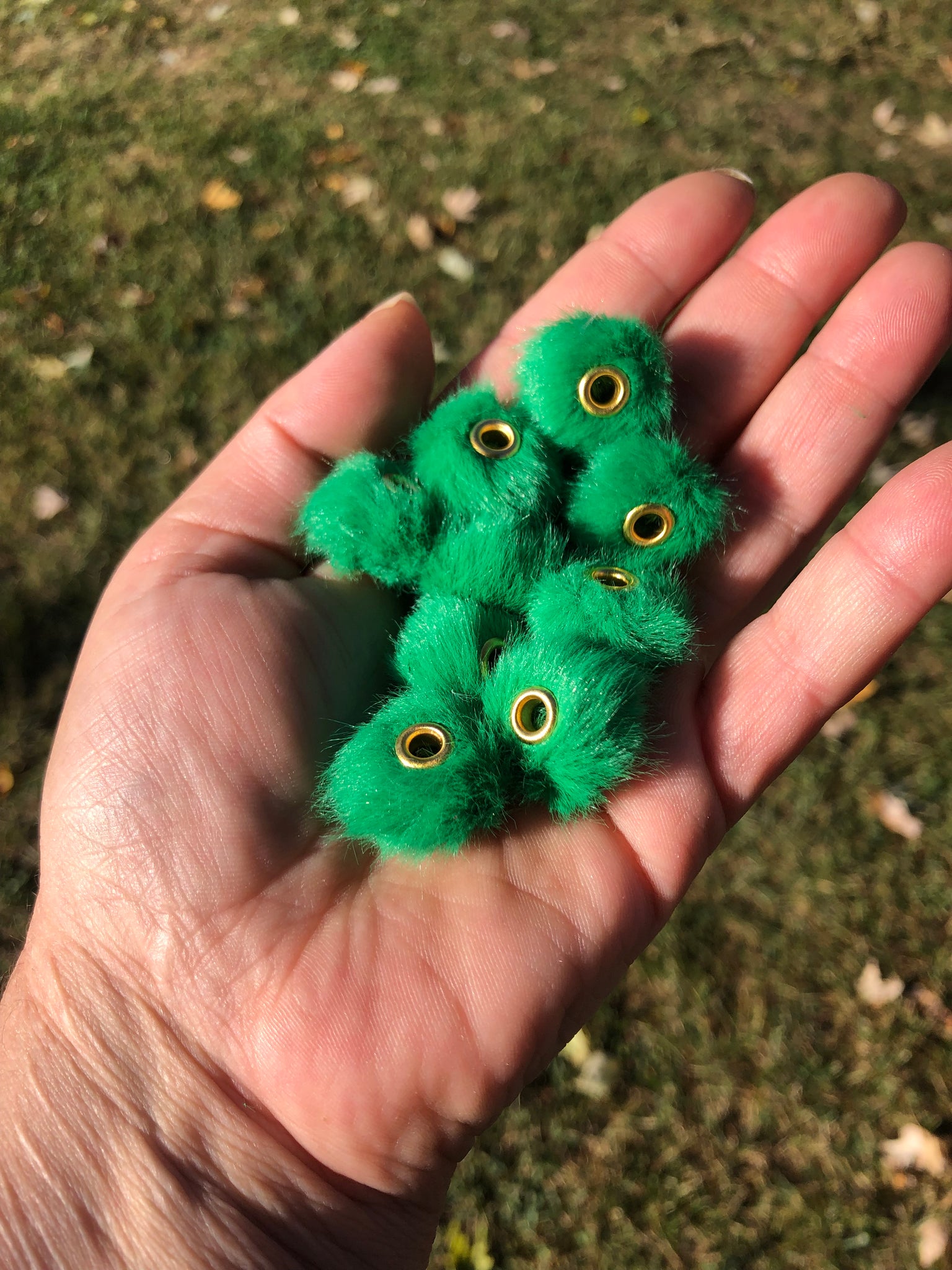 Green Furry Beads