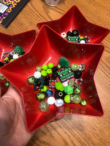 Bead Mixes - Books Are Cheaper Than Therapy || 3mm+ Large Hole || Bead Pack with Focal || Green
