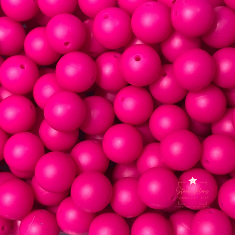 15mm Round Silicone Bead - Deep Pink 16