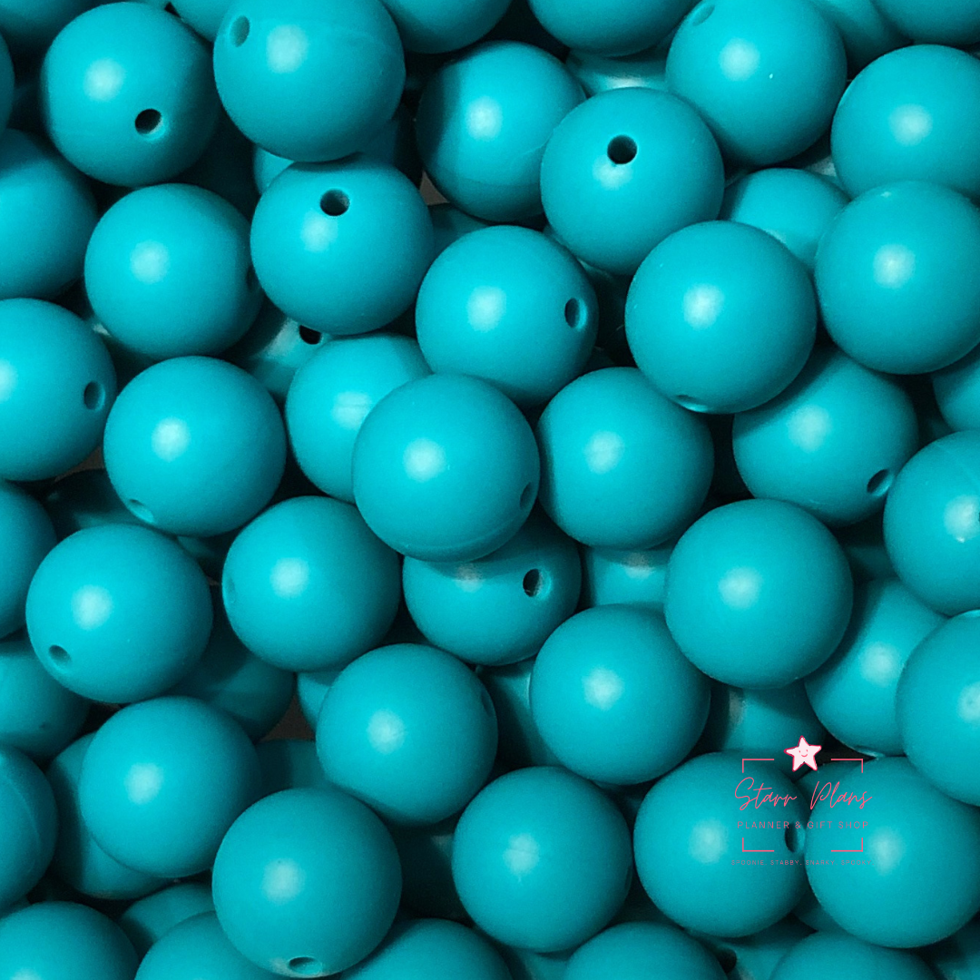 15mm Round Silicone Bead - Deep Teal 33