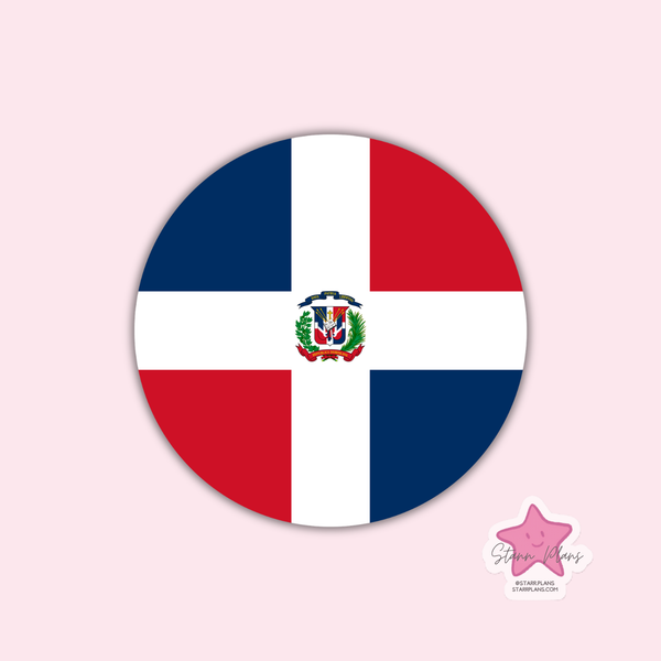 Dominican Republic Flag Round Silicone Focal Bead