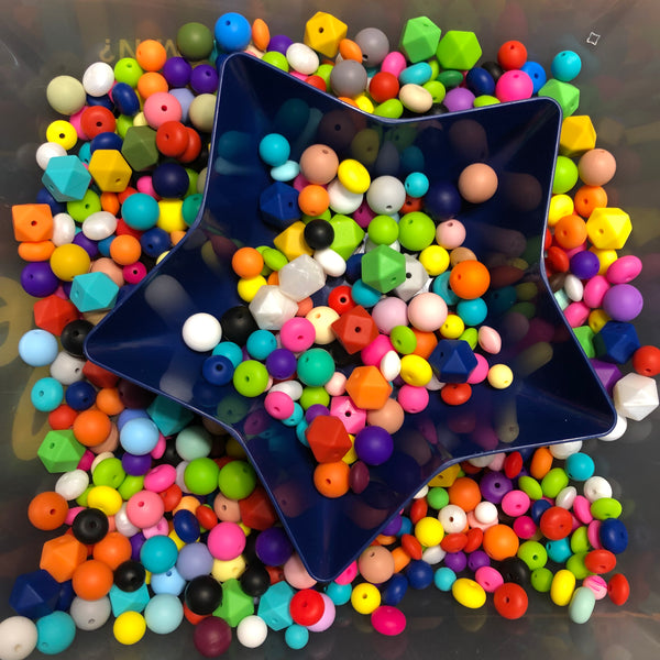 Mixed Size Silicone Bead Mix - Various Colors & Styles - Randomly Chosen