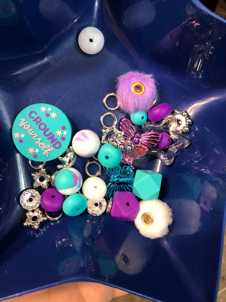 Bead Mixes - Ground Yourself|| 3mm+ Large Hole || Bead Pack with Focal ||Teal and Purple