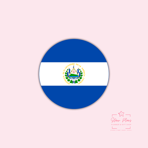 El Salvador Flag Round Silicone Focal Bead ||