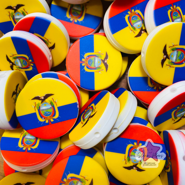 Ecuador Flag Round Silicone Focal Bead ||