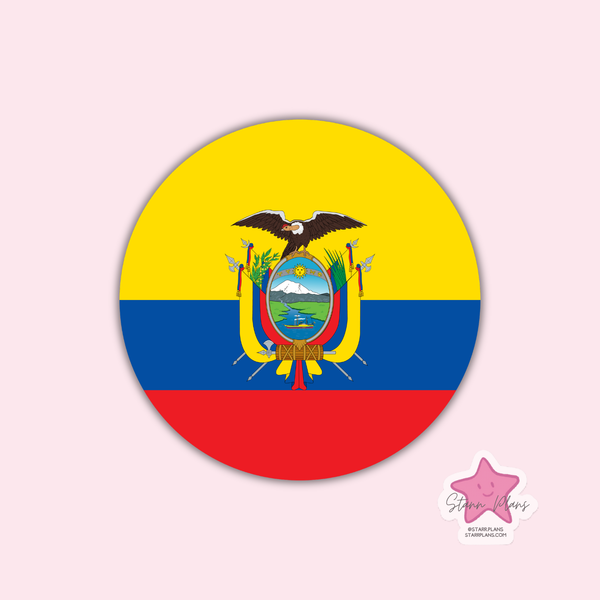 Ecuador Flag Round Silicone Focal Bead ||