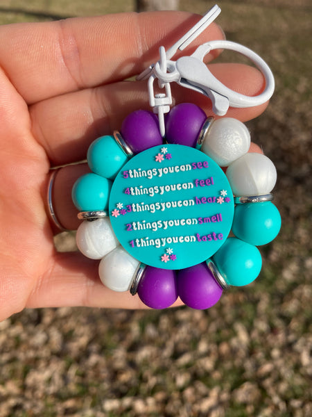 Flower Fidget Silicone Beaded Keychain - Various Styles