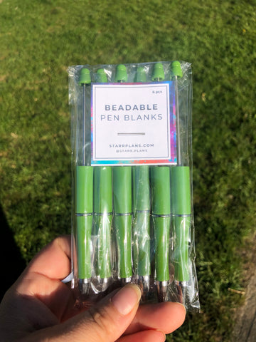 Beadable Plastic Pen Blanks - Avocado - 6 Pieces