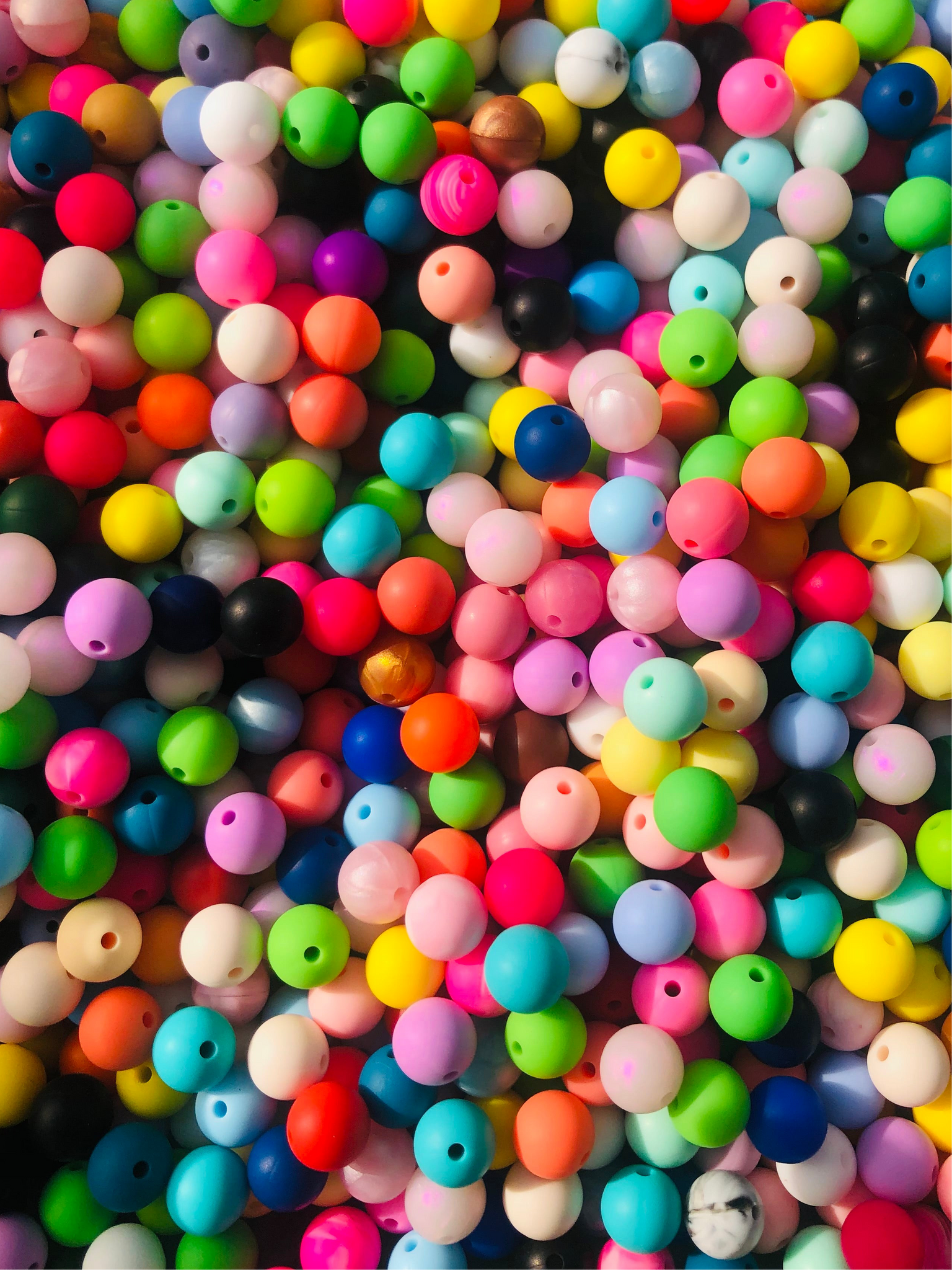 15mm Round Silicone Bead - Various Colors - Randomly Chosen