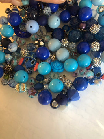 Bead Soup || Beadable Pens & Projects || Bubblegum- Blue Jeanie - Shades of Blue & Silver || 3mm+ Large Hole ||  Bead Mixes || Crafts & Jewelry ||