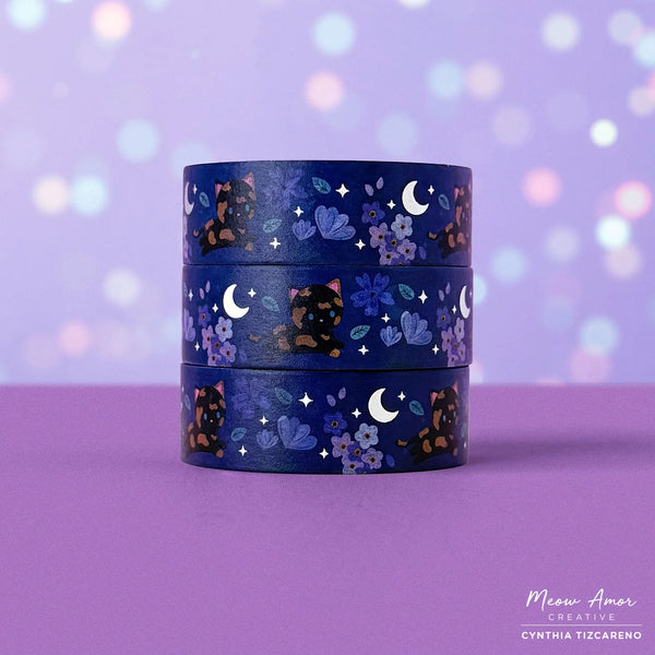 Floral Tortie Cat Holo Foil Washi Tape