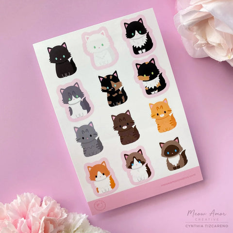 Fluffy Cats Vinyl Sticker Sheet