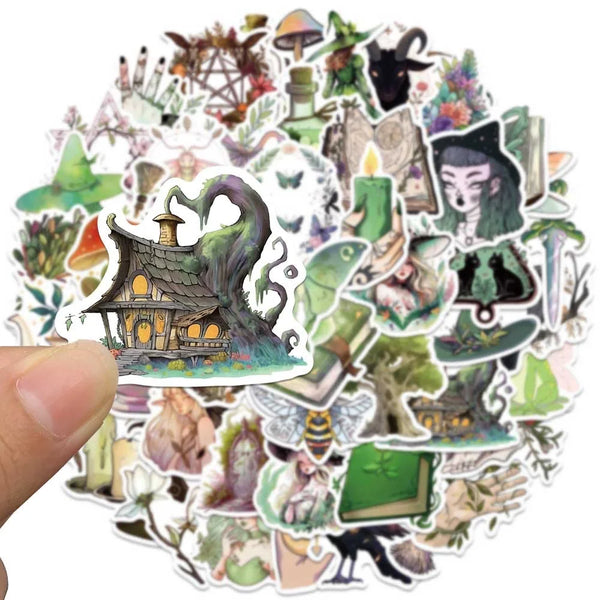 Vinyl Sticker Mix || Emerald Green Witch || 25 Pieces