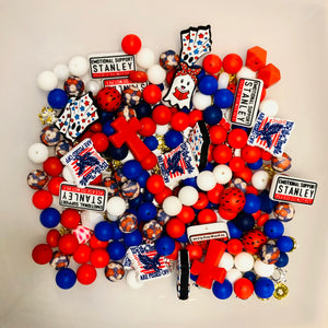 Bead Soup - Red White and Fed Up || 3mm+ Large Hole || Bead Mixes || Silicone Only