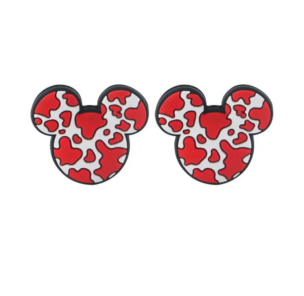 Silicone Focal Beads - Red Cow Print Mouse