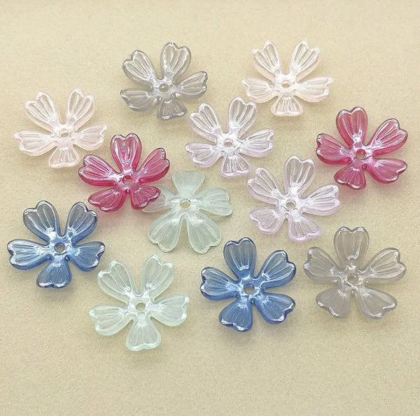 26mm by 27mm Acrylic Clear UV Flower Spacer Beads - Gray