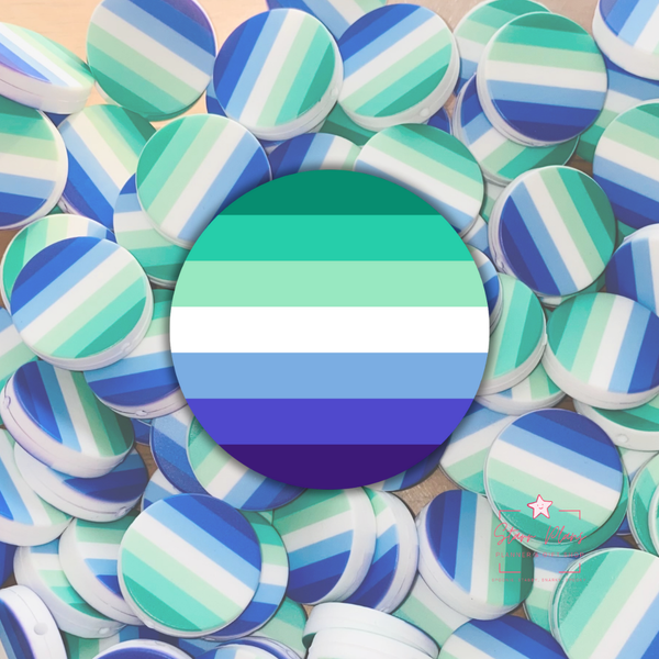 Gay Men Pride Flag Silicone Focal Bead || Starr Plans Exclusive