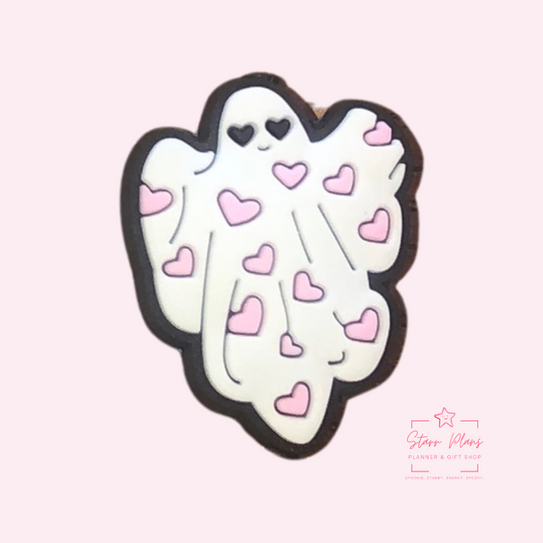 PVC Focal Beads - Ghost With Heart Pattern