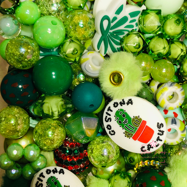Bead Soup - Green with Envy|| 3mm+ Large Hole || Bead Mixes || Acrylic & More