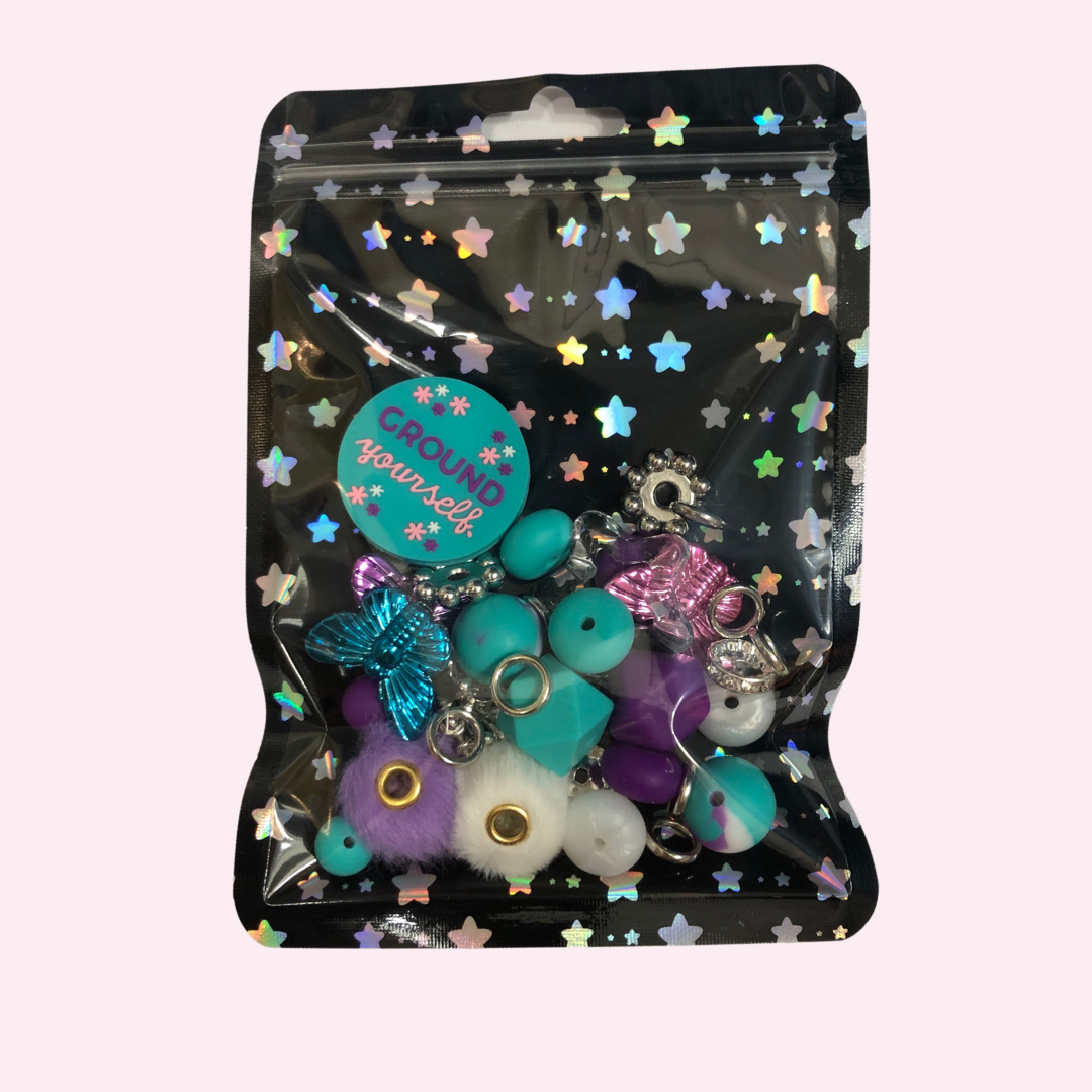 Bead Mixes - Ground Yourself|| 3mm+ Large Hole || Bead Pack with Focal ||Teal and Purple