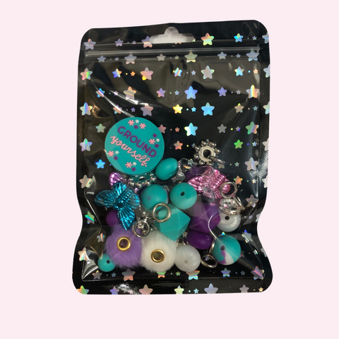 Bead Mixes - Ground Yourself|| 3mm+ Large Hole || Bead Pack with Focal ||Teal and Purple