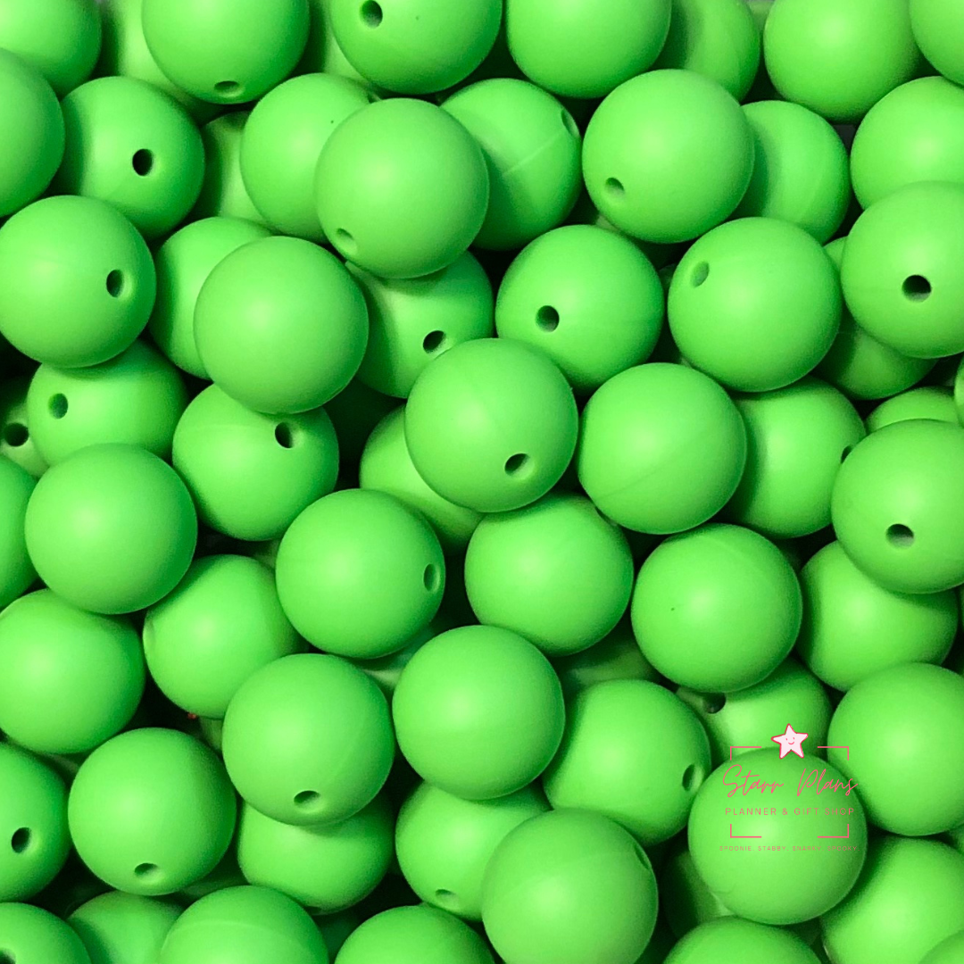 15mm Round Silicone Bead - Guacamole Green 39