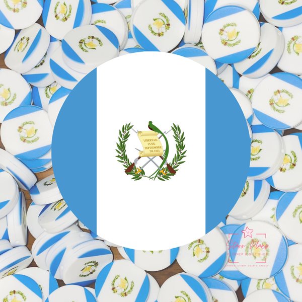 Guatemala Flag Round Silicone Focal Bead ||