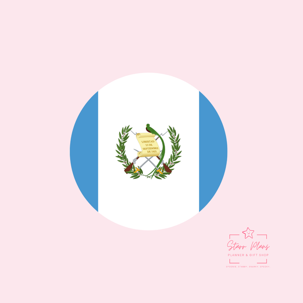 Guatemala Flag Round Silicone Focal Bead ||