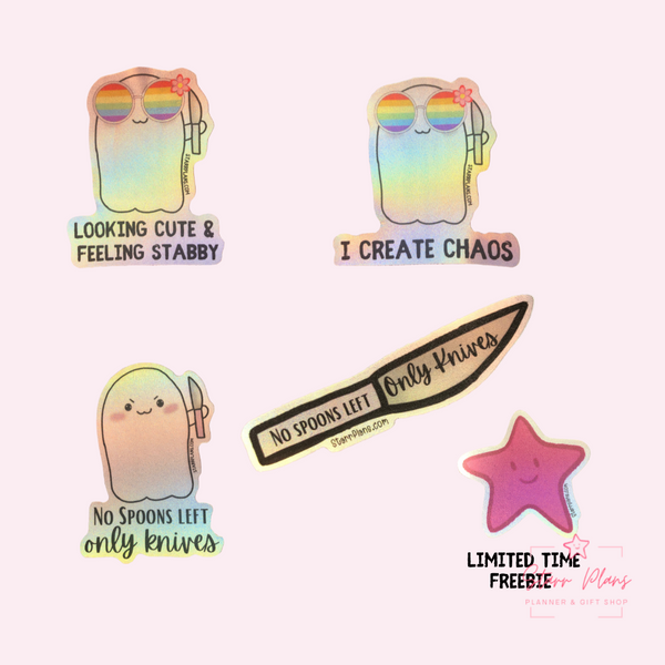 "I Create Chaos" - Summer Stabby Holographic Sticker Decal (2.5" x 2.5")