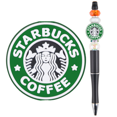 Silicone Focal Beads DIY Beadable Pens Hot Pink Starbucks Logo 3