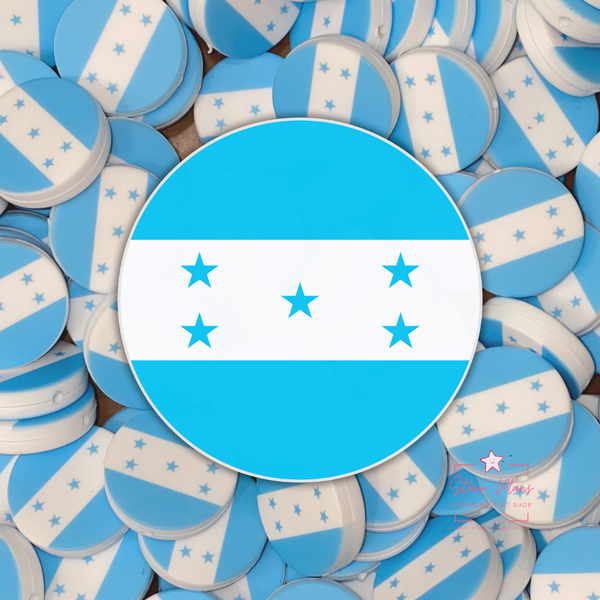 Honduras Flag Round Silicone Focal Bead ||