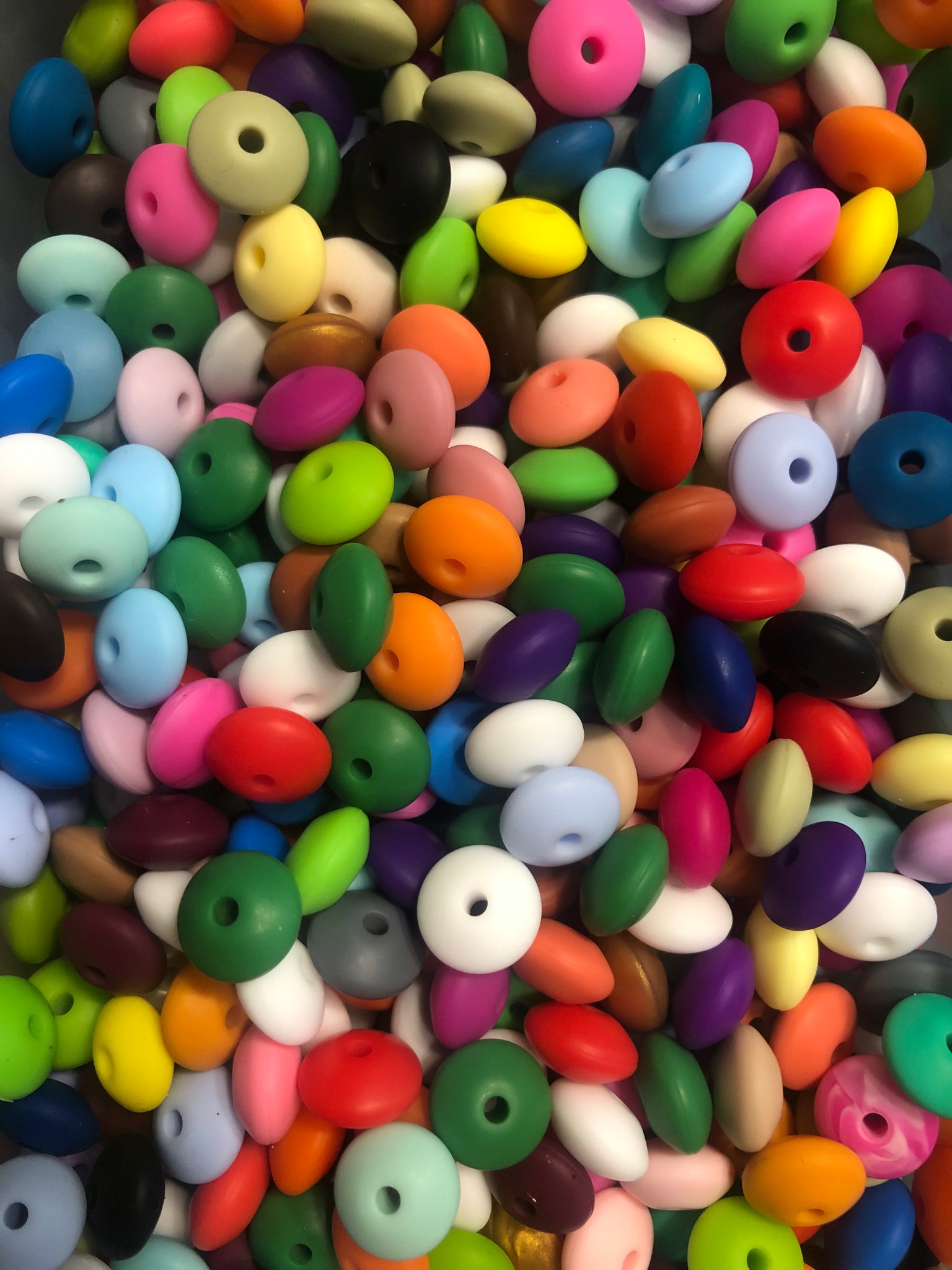 12mm Lentil Silicone Bead - Various Colors - Randomly Chosen