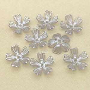 26mm by 27mm Acrylic Clear UV Flower Spacer Beads - Gray