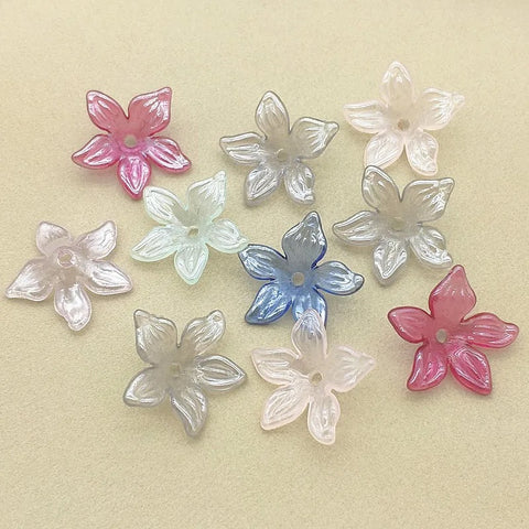 29mm by 27mm Acrylic Clear UV Flower Spacer Beads - Various Colors