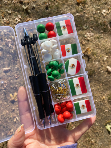 Mexico Flag Beaded Pen Kit – DIY Craft Set (Makes 5 Pens)