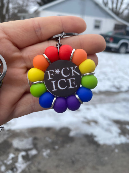 Flower Fidget Silicone Beaded Keychain - Various Styles