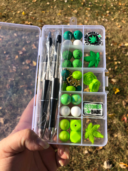 Beaded Pen Kit - Green Flowers