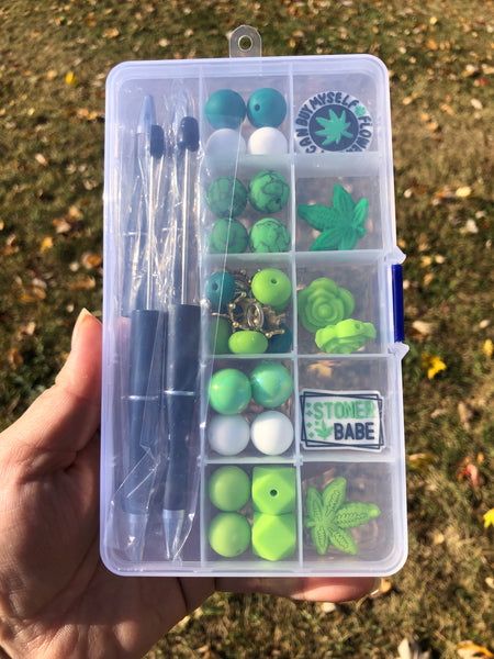 Beaded Pen Kit - Green Flowers