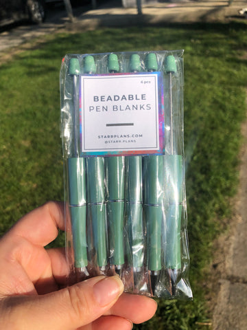 Beadable Plastic Pen Blanks - Sage - 6 Pieces