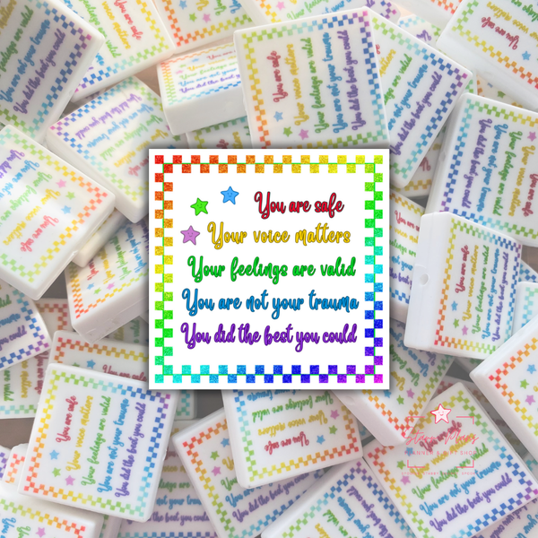 Inner Child Affirmations White Square Silicone Focal Bead || Starr Plans Exclusive