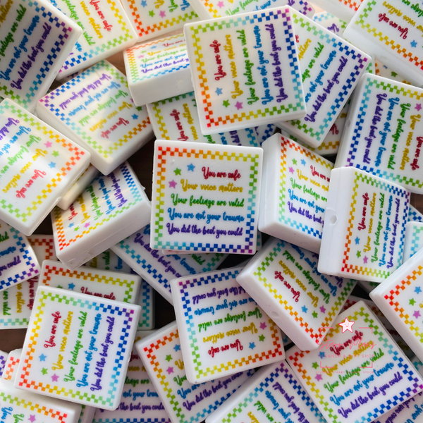 Inner Child Affirmations White Square Silicone Focal Bead || Starr Plans Exclusive