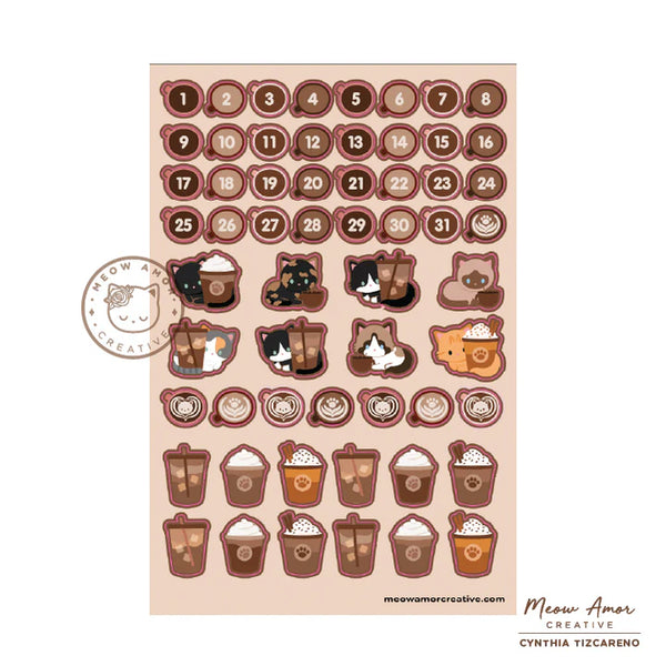 Coffee Cats Planner Sticker Kit