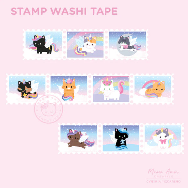 Unicorn Pegasus Cats Stamp Washi Tape