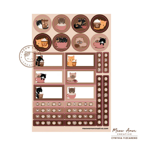 Coffee Cats Planner Sticker Kit