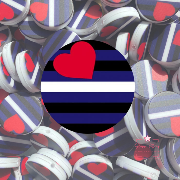 Leather Pride Flag Round Silicone Focal Bead ||