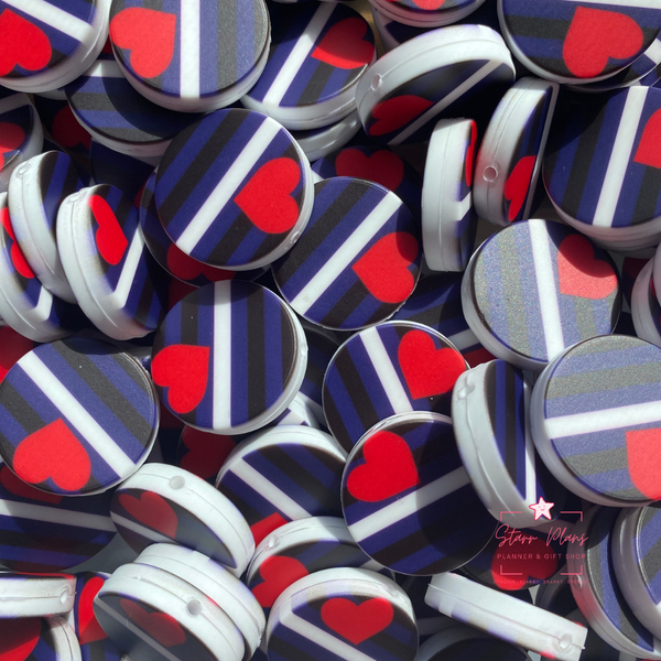 Leather Pride Flag Round Silicone Focal Bead ||