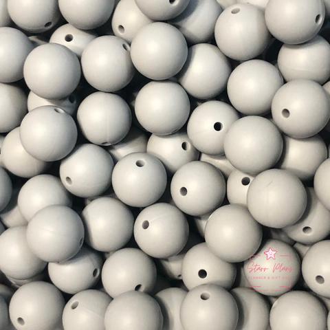 15mm Round Silicone Bead - Light Gray 17