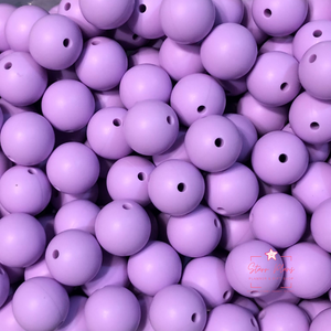 15mm Round Silicone Bead - Lilac Purple 25