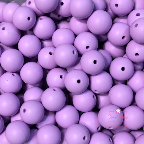 15mm Round Silicone Bead - Lilac Purple 25